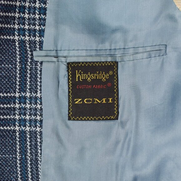 Vintage 60's Blue Plaid KINGSRIDGE Polyester Sports Coat - 42 Reg - Picture 4 of 6